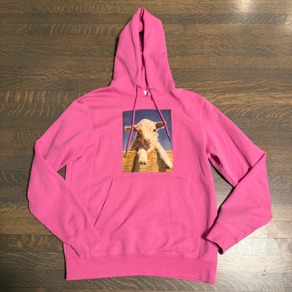 Sandro Paris Men's Pink Hoodie with Lamb Graphic - Size M - EUC (Rare) - Picture 5 of 11